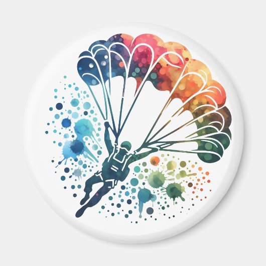 Aimant Parachutiste aquarelle coloré (Devant)