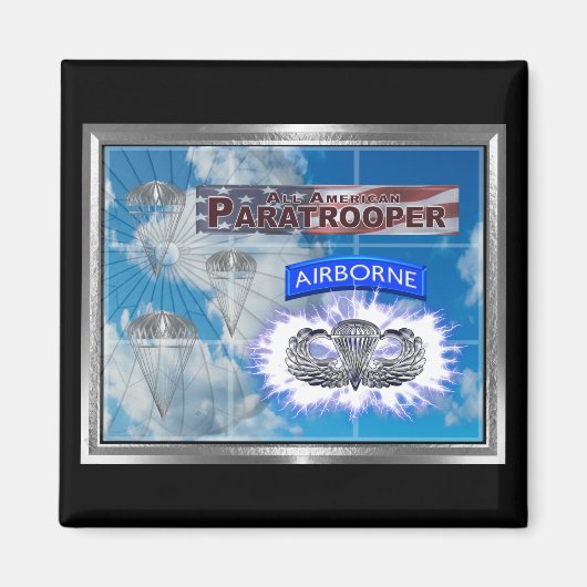 Aimant Parachutiste et drapeau américains Extraordinaires (Devant)