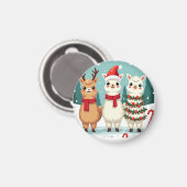 Aimant Parade de lamas de Noël  (Recto/Verso)