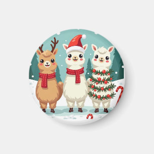 Aimant Parade de lamas de Noël
