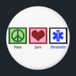 Aimant Paramètre Peace Love<br><div class="desc">Un beau cadeau EMT pour un médecin. Un signe de paix,  un coeur,  et le symbole médical d'un ambulancier qui guérit les gens en ambulance.</div>
