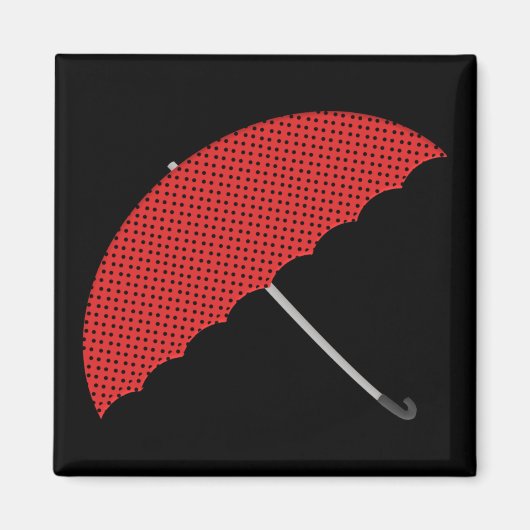 Aimant parapluie à points rouges et noirs (Devant)