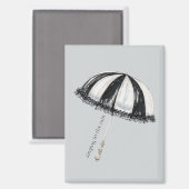 Aimant Parapluie noir blanc Pluie (Recto/Verso)