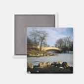 Aimant Parc Central de Bow Bridge Winter NYC (Recto/Verso)