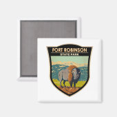 Aimant Parc d'état de Fort Robinson Badge Nebraska (Recto/Verso)