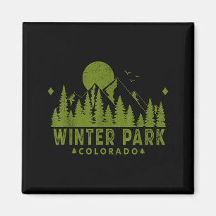 Aimant Parc d'hiver vintage colorado co montagne de ski