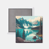 Aimant Parc national Banff Moraine Lac Retro (Recto/Verso)