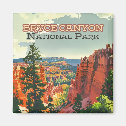 Aimant Parc national de Bryce Canyon Utah Hoodoo Retro (Devant)