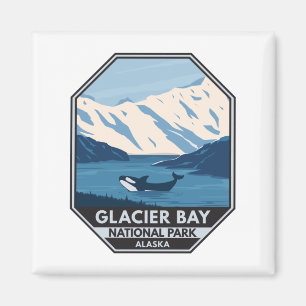 Aimant Parc national de Glacier Bay Alaska Orca Art Vinta