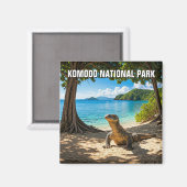 Aimant Parc national de Komodo Dragon Indonésie (Recto/Verso)