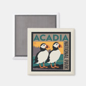 Aimant Parc national de l'Acadie, Maine | Puffins (Recto/Verso)