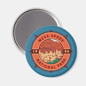 Aimant Parc national de Mesa Verde Emblem Retro Compass (Recto/Verso)