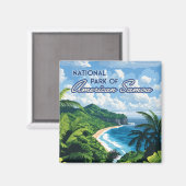 Aimant Parc National de Samoa Américaines Plage Rainfores (Recto/Verso)