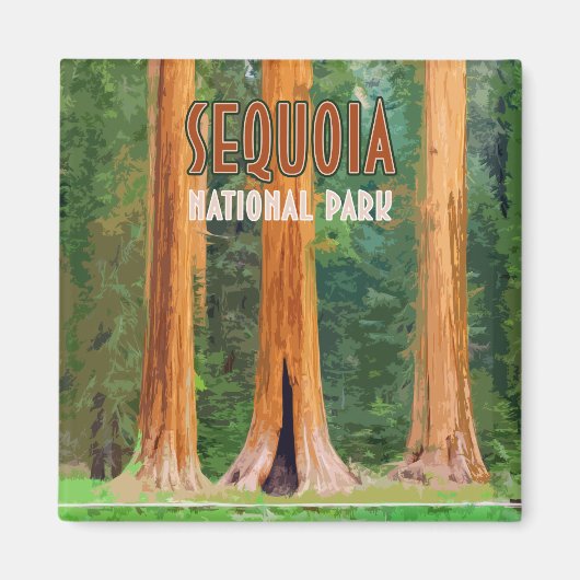 Aimant Parc national de Sequoia Californie Vintage (Devant)