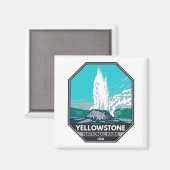 Aimant Parc national de Yellowstone Castle Geyser Vintage (Recto/Verso)