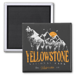 Aimant Parc national de Yellowstone Montagnes Wolf Vintag