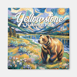 Aimant Parc national de Yellowstone Ours Van Gogh Vintage