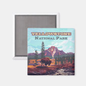 Aimant Parc national de Yellowstone Wyoming Bison Geyser (Recto/Verso)