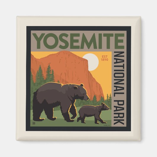 Aimant Parc national de Yosemite | Famille d'ours (Devant)