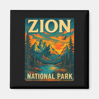 Aimant parc national de Zion voyage vintage extérieur
