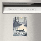 Aimant Parc national des Everglades | Alligator aquarelle (In Situ (Lave-vaisselle))