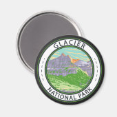 Aimant Parc National Des Glaciers Au Printemps Badge Mont (Recto/Verso)