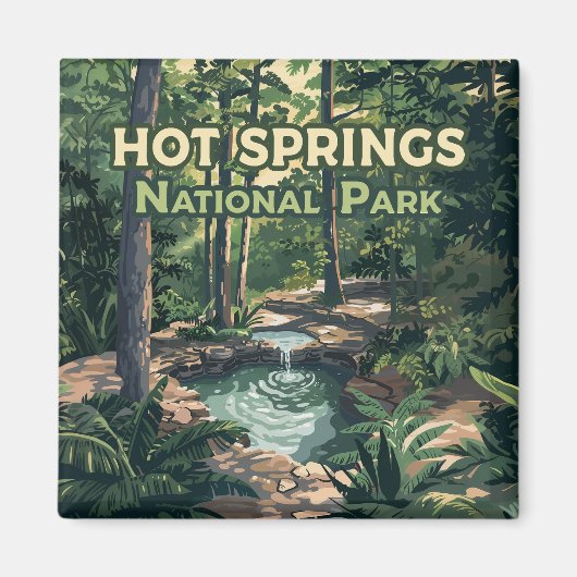 Aimant Parc national des sources chaudes Arkansas Retro (Devant)