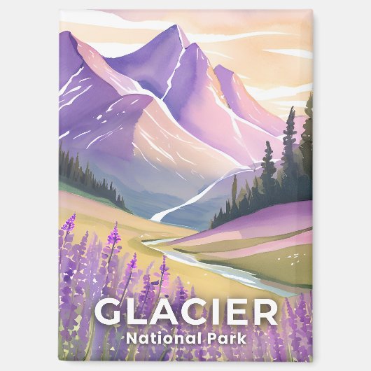 Aimant Parc national du Glacier | Aquarelle du ressort (Recto)