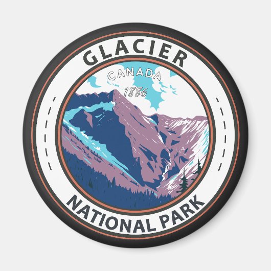 Aimant Parc national du Glacier Badge Vintage Canada (Devant)