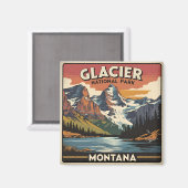 Aimant Parc national du Glacier Vintage voyage Montana (Recto/Verso)