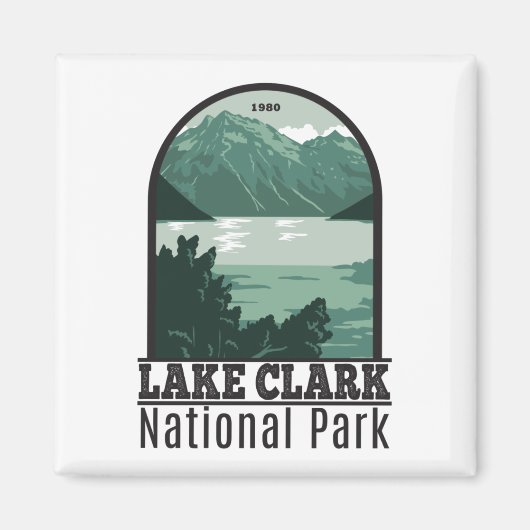 Aimant Parc national du lac Clark Alaska Vintage (Devant)