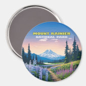 Aimant Parc national du Mont Rainier Washington Retro (Recto/Verso)