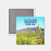 Aimant Parc national du Saguaro Arizona Cactus Vintage (Recto/Verso)