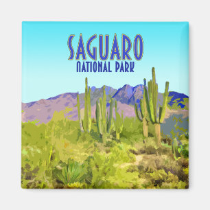 Aimant Parc national du Saguaro Arizona Cactus Vintage