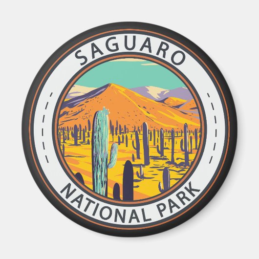 Aimant Parc National Du Saguaro Cactus Dans L'Insigne Du (Devant)