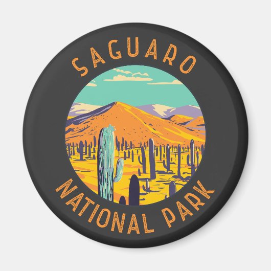 Aimant Parc national du Saguaro Cactus en cercles désorga (Devant)
