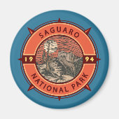 Aimant Parc national du Saguaro Emblème de compas rétro C (Devant)