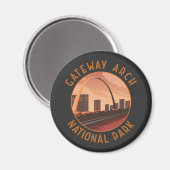Aimant Parc national Gateway Arch Cercle en détresse rétr (Recto/Verso)