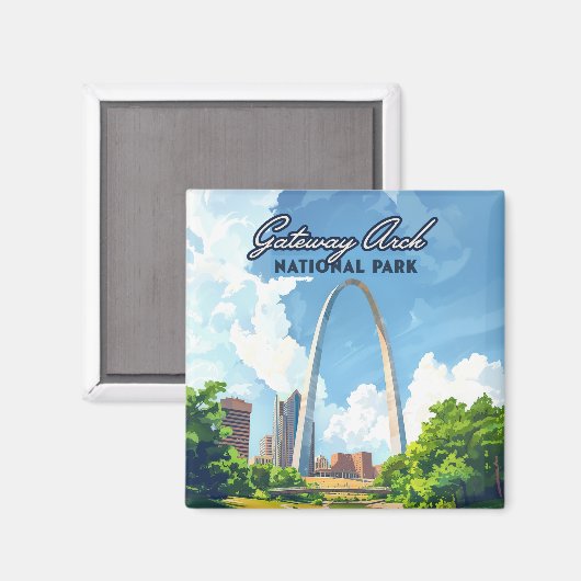 Aimant Parc national Gateway Arch Missouri St Louis Retro (Recto/Verso)