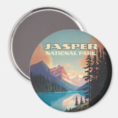 Aimant Parc national Jasper Alberta Canada Rockies Retro (Recto/Verso)