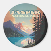 Aimant Parc national Jasper Alberta Canada Rockies Retro (Devant)