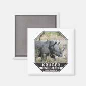 Aimant Parc national Kruger Afrique du Sud Rhino Aquarell (Recto/Verso)
