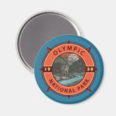 Aimant Parc national olympique Roosevelt Elk Compass rétr (Recto/Verso)