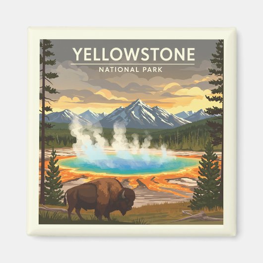 Aimant Parc national vintage Yellowstone (Devant)