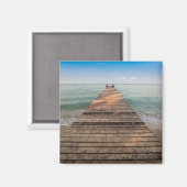 Aimant Parcours de marche en bois et mer en été (Recto/Verso)