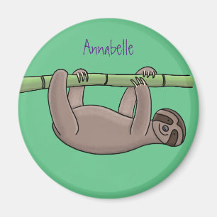 Aimant Paresse souriante mignon sur dessin animé en bambo