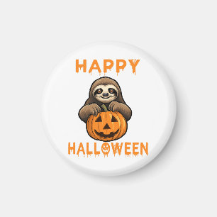 Aimant Paresseux mignon drôle tenant une citrouille