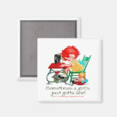 Aimant "Parfois, une fille doit simplement coudre!" (Recto/Verso)