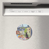 Aimant Paris Balcony Cat Breakfast Eiffel Tower Fridge (In Situ (Lave-vaisselle))