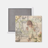 Aimant Paris France Jolie fille Eiffel (Recto/Verso)